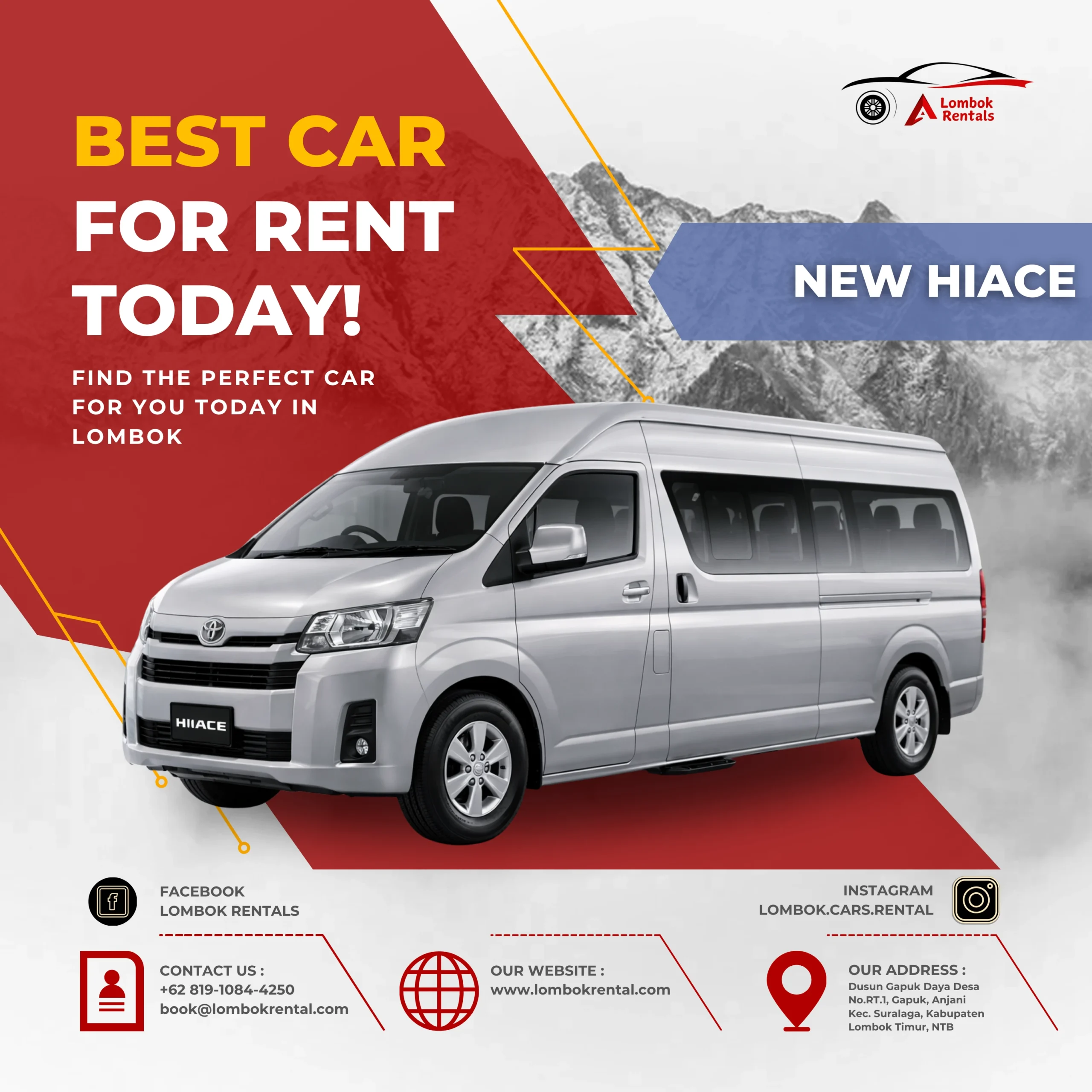 New Hiace – Car rental Lombok