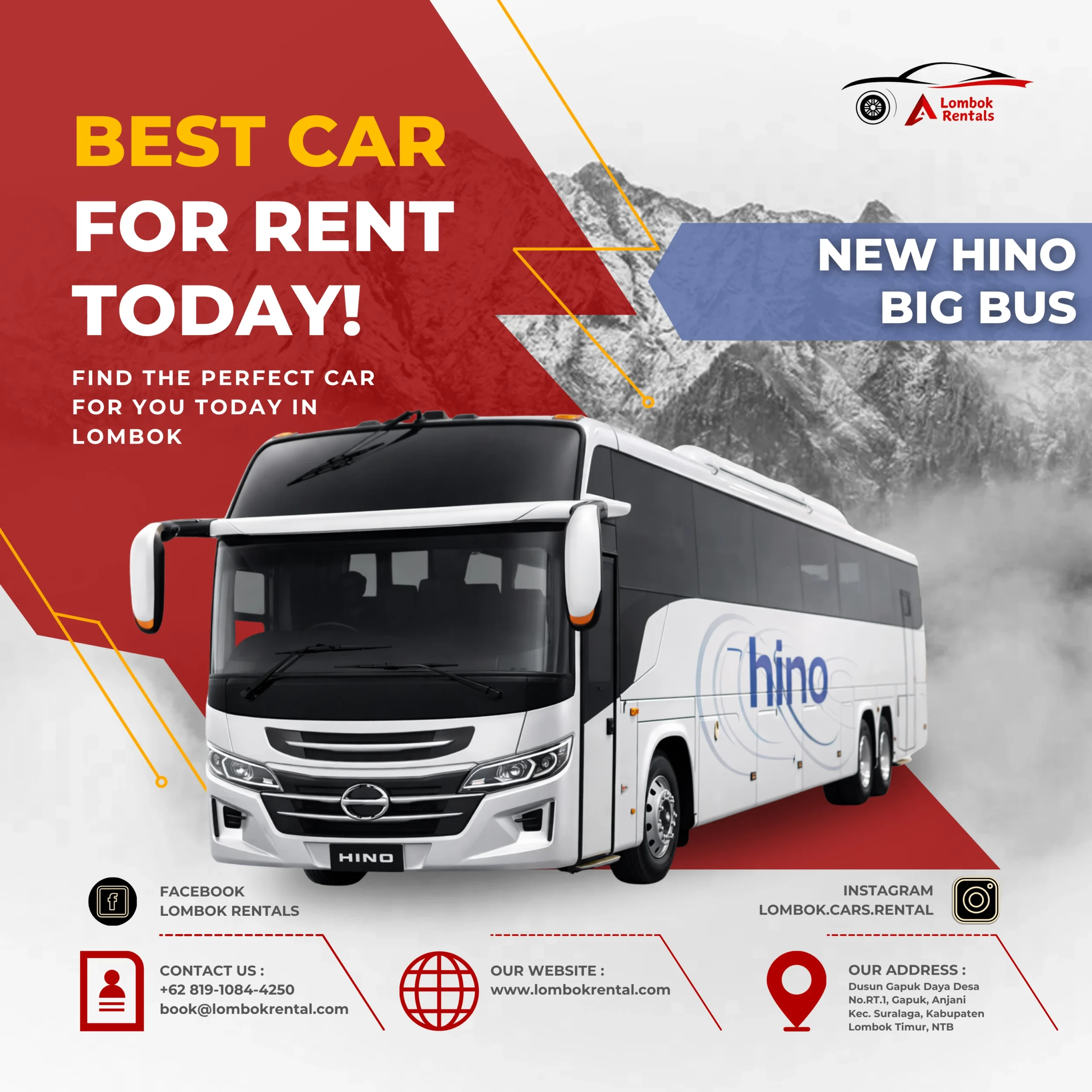 New Hino Big Bus – Car rental Lombok