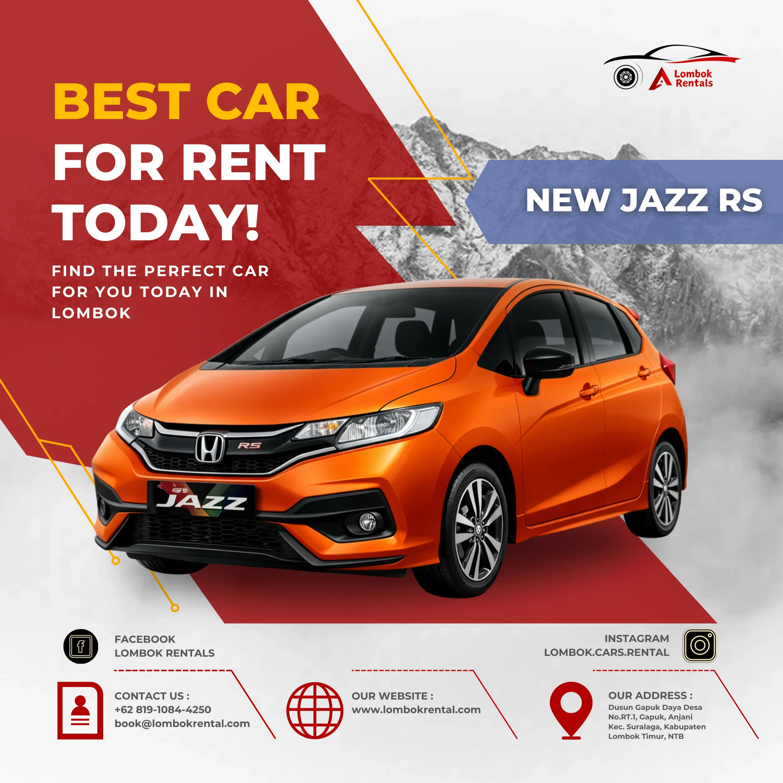 New Jazz RS – Car rental Lombok