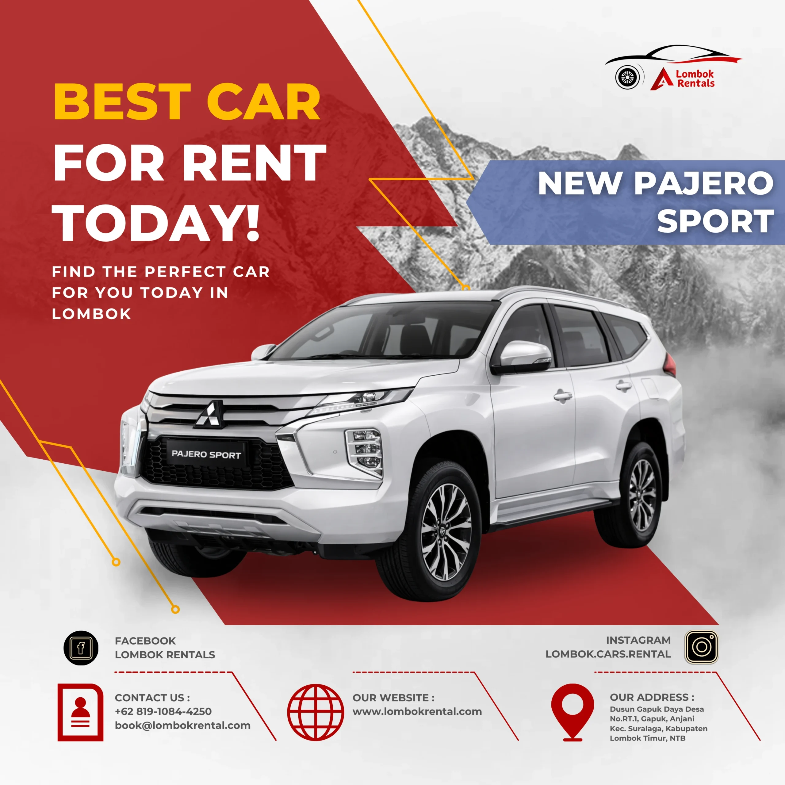 New Pajero Sport – Car rental Lombok