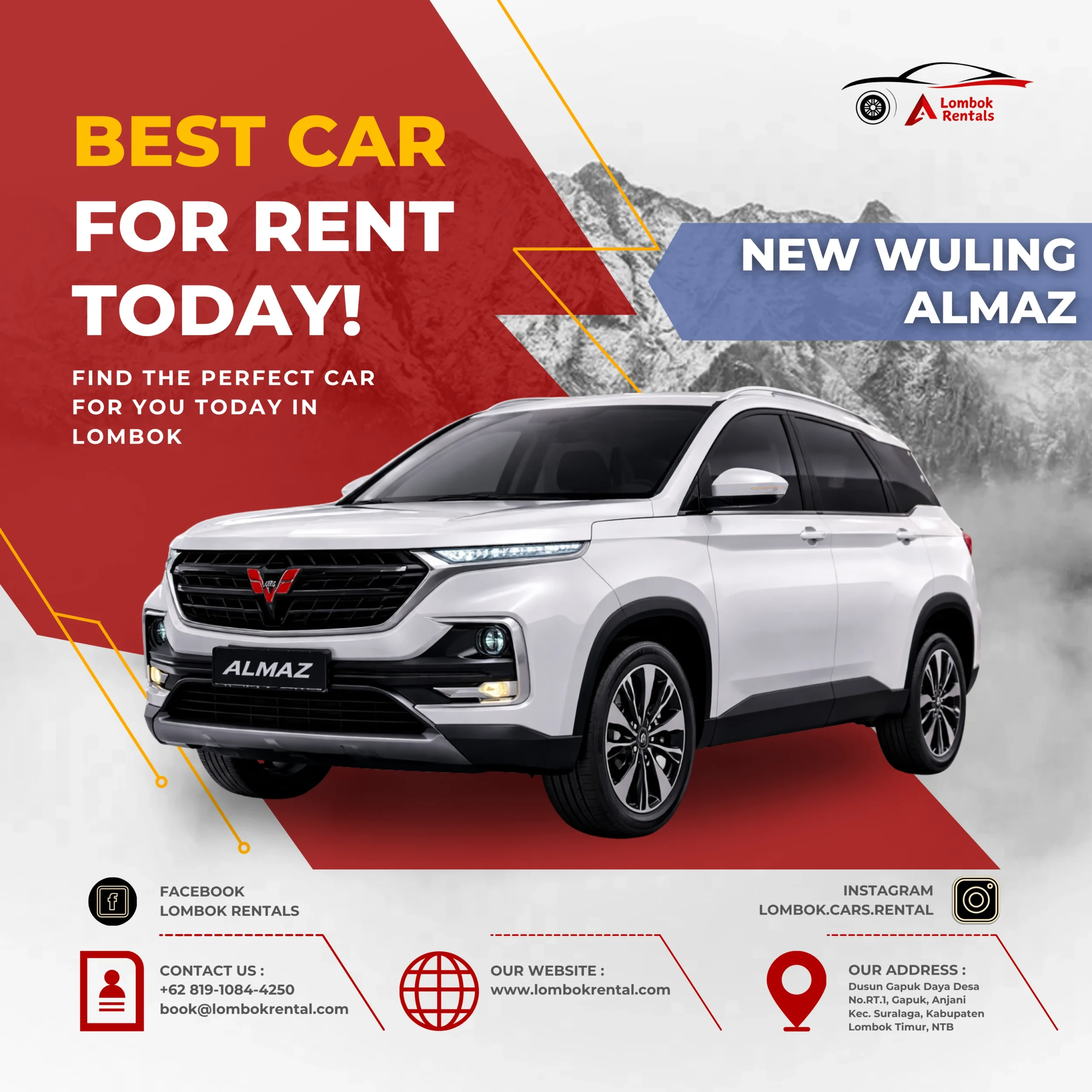 New Wuling Almaz – Car rental Lombok