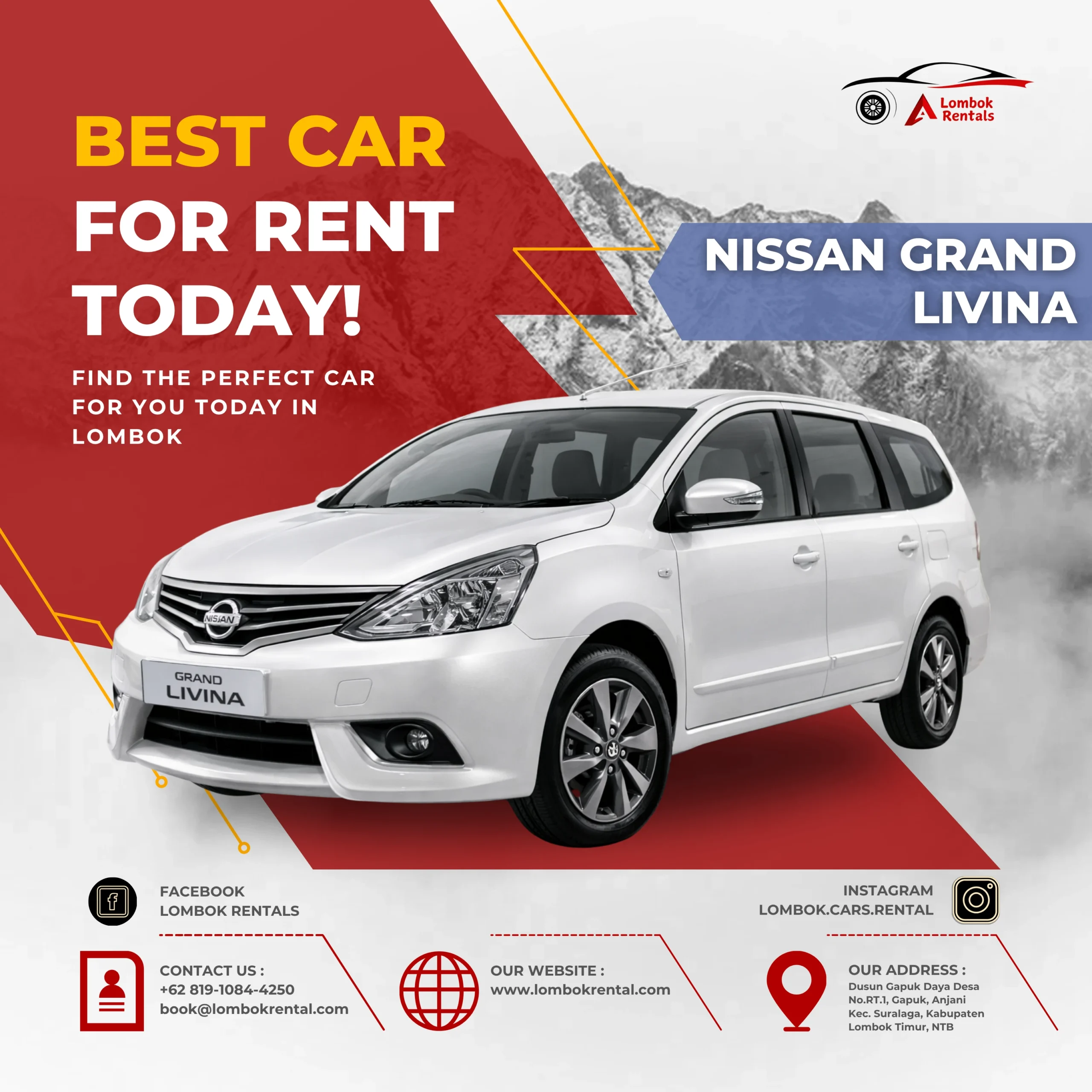 Nissan Grand Livina – Car rental Lombok